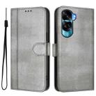For Honor 90 Lite / Honor X50i Line Splicing Buckle Retro Leather Phone Case(Grey) - 2