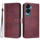 For Honor 90 Lite / Honor X50i Line Splicing Buckle Retro Leather Phone Case(Wine Red) - 2