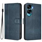 For Honor 90 Lite / Honor X50i Line Splicing Buckle Retro Leather Phone Case(Dark Blue) - 2