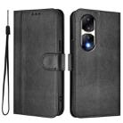 For Honor 90 Pro Line Splicing Buckle Retro Leather Phone Case(Black) - 2