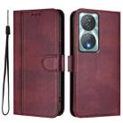 For Honor 90 Smart / X7b 4G / X7b 5G Global Line Splicing Buckle Retro Leather Phone Case(Wine Red) - 2
