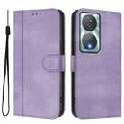 For Honor 90 Smart / X7b 4G / X7b 5G Global Line Splicing Buckle Retro Leather Phone Case(Purple) - 2