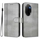 For Honor 100 Pro Line Splicing Buckle Retro Leather Phone Case(Grey) - 2