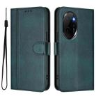 For Honor 100 Pro Line Splicing Buckle Retro Leather Phone Case(Dark Green) - 2