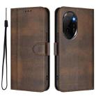For Honor 100 Pro Line Splicing Buckle Retro Leather Phone Case(Brown) - 2