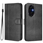 For Honor 200 Line Splicing Buckle Retro Leather Phone Case(Black) - 2