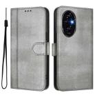 For Honor 200 Line Splicing Buckle Retro Leather Phone Case(Grey) - 2