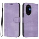 For Honor 200 Line Splicing Buckle Retro Leather Phone Case(Purple) - 2
