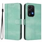 For Honor 200 Lite Global Line Splicing Buckle Retro Leather Phone Case(Mint Green) - 2