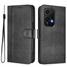 For Honor 200 Lite Global Line Splicing Buckle Retro Leather Phone Case(Black) - 2