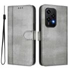 For Honor 200 Lite Global Line Splicing Buckle Retro Leather Phone Case(Grey) - 2