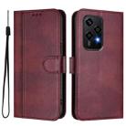For Honor 200 Lite Global Line Splicing Buckle Retro Leather Phone Case(Wine Red) - 2