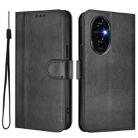 For Honor 200 Pro Line Splicing Buckle Retro Leather Phone Case(Black) - 2