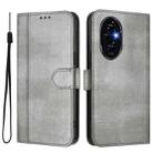 For Honor 200 Pro Line Splicing Buckle Retro Leather Phone Case(Grey) - 2