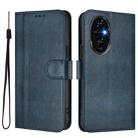 For Honor 200 Pro Line Splicing Buckle Retro Leather Phone Case(Dark Blue) - 2