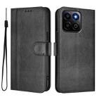 For Honor 200 Smart / Honor X7c 4G Line Splicing Buckle Retro Leather Phone Case(Black) - 2