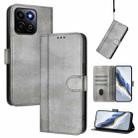 For Honor 200 Smart / Honor X7c 4G Line Splicing Buckle Retro Leather Phone Case(Grey) - 1
