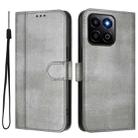 For Honor 200 Smart / Honor X7c 4G Line Splicing Buckle Retro Leather Phone Case(Grey) - 2