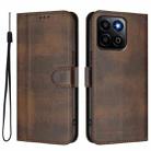 For Honor 200 Smart / Honor X7c 4G Line Splicing Buckle Retro Leather Phone Case(Brown) - 2