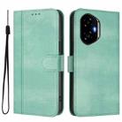 For Honor 300 Line Splicing Buckle Retro Leather Phone Case(Mint Green) - 2