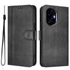 For Honor 300 Line Splicing Buckle Retro Leather Phone Case(Black) - 2