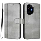 For Honor 300 Line Splicing Buckle Retro Leather Phone Case(Grey) - 2