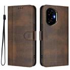 For Honor 300 Line Splicing Buckle Retro Leather Phone Case(Brown) - 2