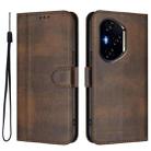 For Honor 300 Pro / Honor 300 Ultra Line Splicing Buckle Retro Leather Phone Case(Brown) - 2