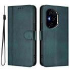 For Honor 400 Line Splicing Buckle Retro Leather Phone Case(Dark Green) - 2