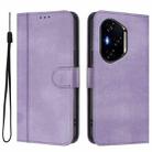 For Honor 400 Line Splicing Buckle Retro Leather Phone Case(Purple) - 2