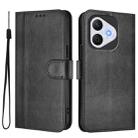 For Honor 400 Lite Global Line Splicing Buckle Retro Leather Phone Case(Black) - 2