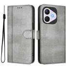 For Honor 400 Lite Line Splicing Buckle Retro Leather Phone Case(Grey) - 2