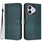 For Honor 400 Lite Line Splicing Buckle Retro Leather Phone Case(Dark Green) - 2
