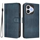 For Honor 400 Lite Line Splicing Buckle Retro Leather Phone Case(Dark Blue) - 2