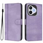 For Honor 400 Lite Line Splicing Buckle Retro Leather Phone Case(Purple) - 2