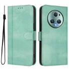 For Honor Magic5 Pro Line Splicing Buckle Retro Leather Phone Case(Mint Green) - 2