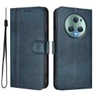 For Honor Magic5 Pro Line Splicing Buckle Retro Leather Phone Case(Dark Blue) - 2