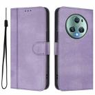 For Honor Magic5 Pro Line Splicing Buckle Retro Leather Phone Case(Purple) - 2