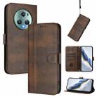 For Honor Magic5 Pro Line Splicing Buckle Retro Leather Phone Case(Brown) - 1