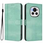 For Honor Magic6 Line Splicing Buckle Retro Leather Phone Case(Mint Green) - 2