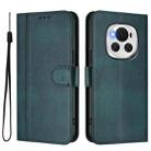 For Honor Magic6 Line Splicing Buckle Retro Leather Phone Case(Dark Green) - 2