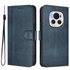 For Honor Magic6 Line Splicing Buckle Retro Leather Phone Case(Dark Blue) - 2