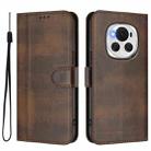 For Honor Magic6 Line Splicing Buckle Retro Leather Phone Case(Brown) - 2