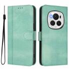 For Honor Magic6 Pro Line Splicing Buckle Retro Leather Phone Case(Mint Green) - 2