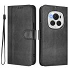 For Honor Magic6 Pro Line Splicing Buckle Retro Leather Phone Case(Black) - 2