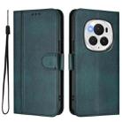 For Honor Magic6 Pro Line Splicing Buckle Retro Leather Phone Case(Dark Green) - 2