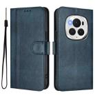 For Honor Magic6 Pro Line Splicing Buckle Retro Leather Phone Case(Dark Blue) - 2