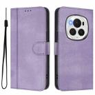 For Honor Magic6 Pro Line Splicing Buckle Retro Leather Phone Case(Purple) - 2