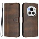 For Honor Magic6 Pro Line Splicing Buckle Retro Leather Phone Case(Brown) - 2