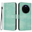For Honor Magic7 Pro Line Splicing Buckle Retro Leather Phone Case(Mint Green) - 2